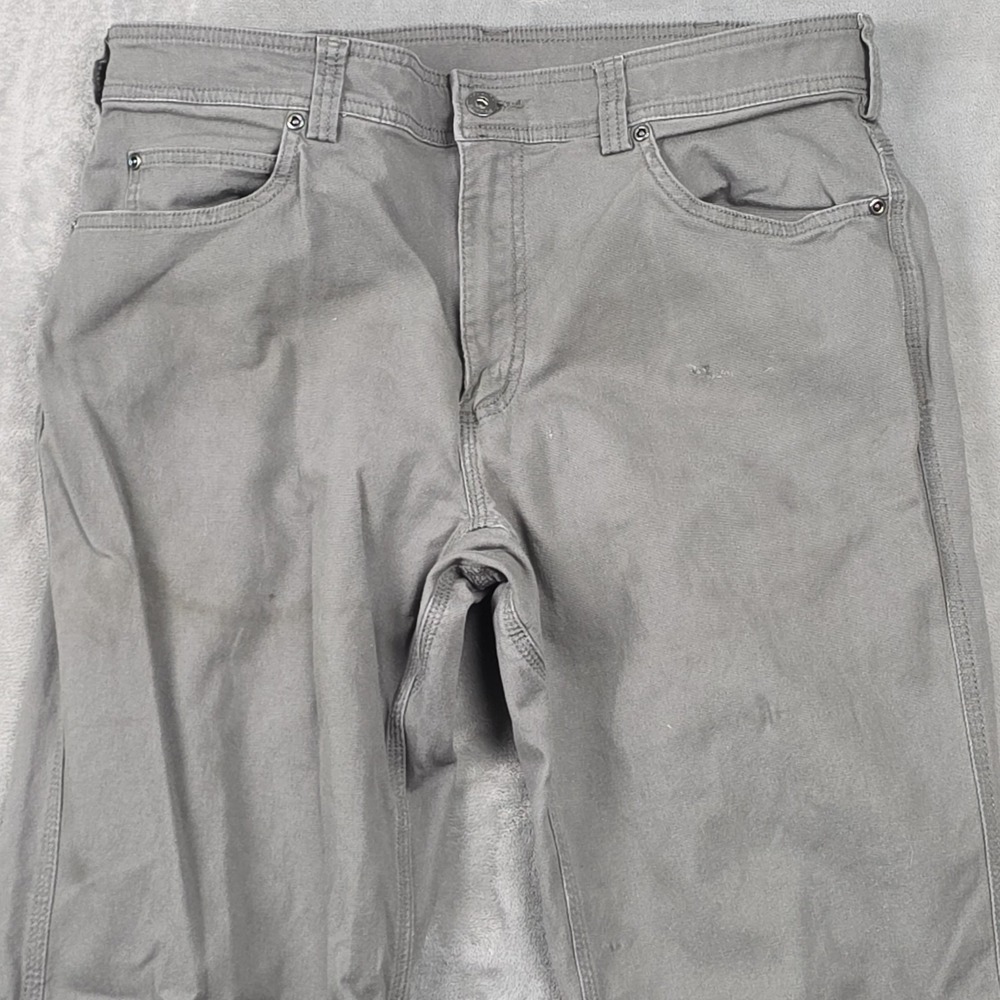 Duluth Trading Co Men's Canvas Pants Size 36x34 Gray Flex Fire Hose Workwear - Picture 2 of 7